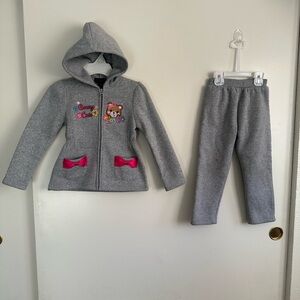 Unik Gray Kids Matching Set with Pink Accents